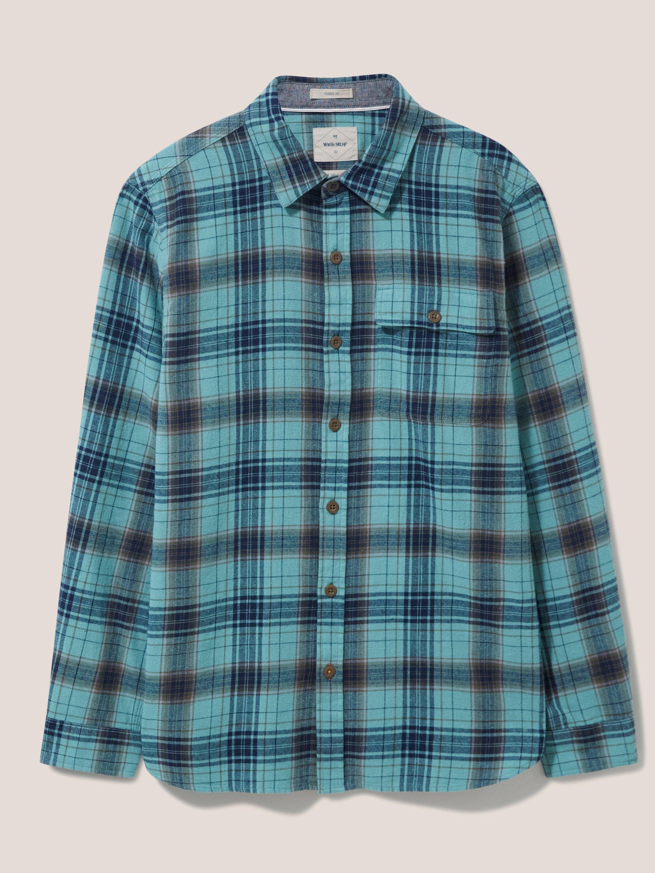 Wallace Check Shirt in MINT GREEN - FLAT FRONT