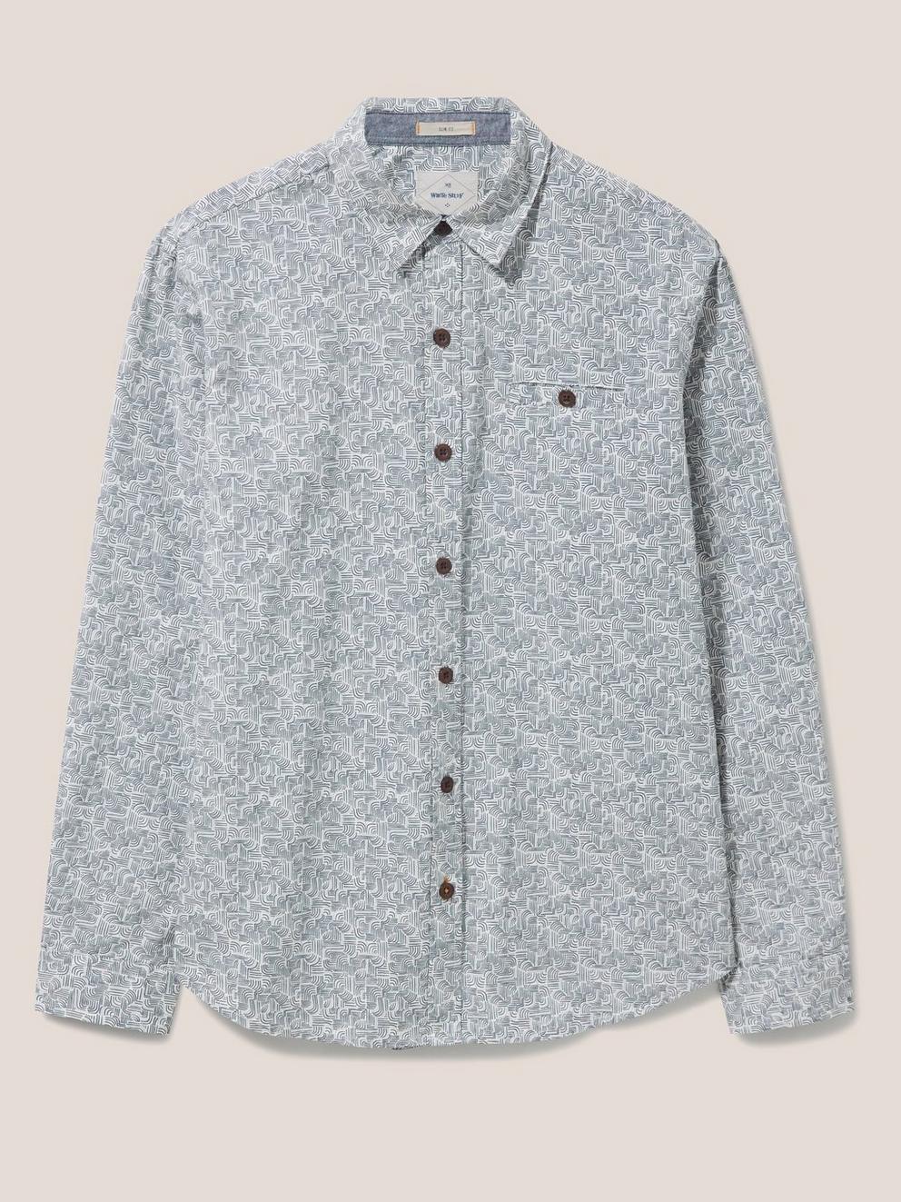 Welch Line Printed Shirt in DARK GREY - FLAT FRONT