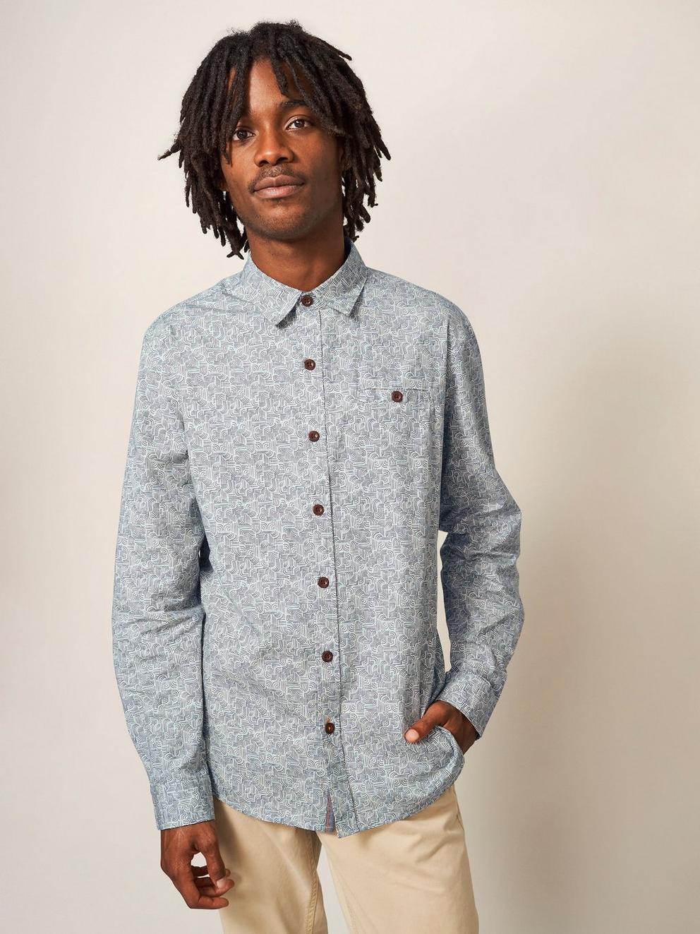 Welch Line Printed Shirt in DARK GREY - LIFESTYLE