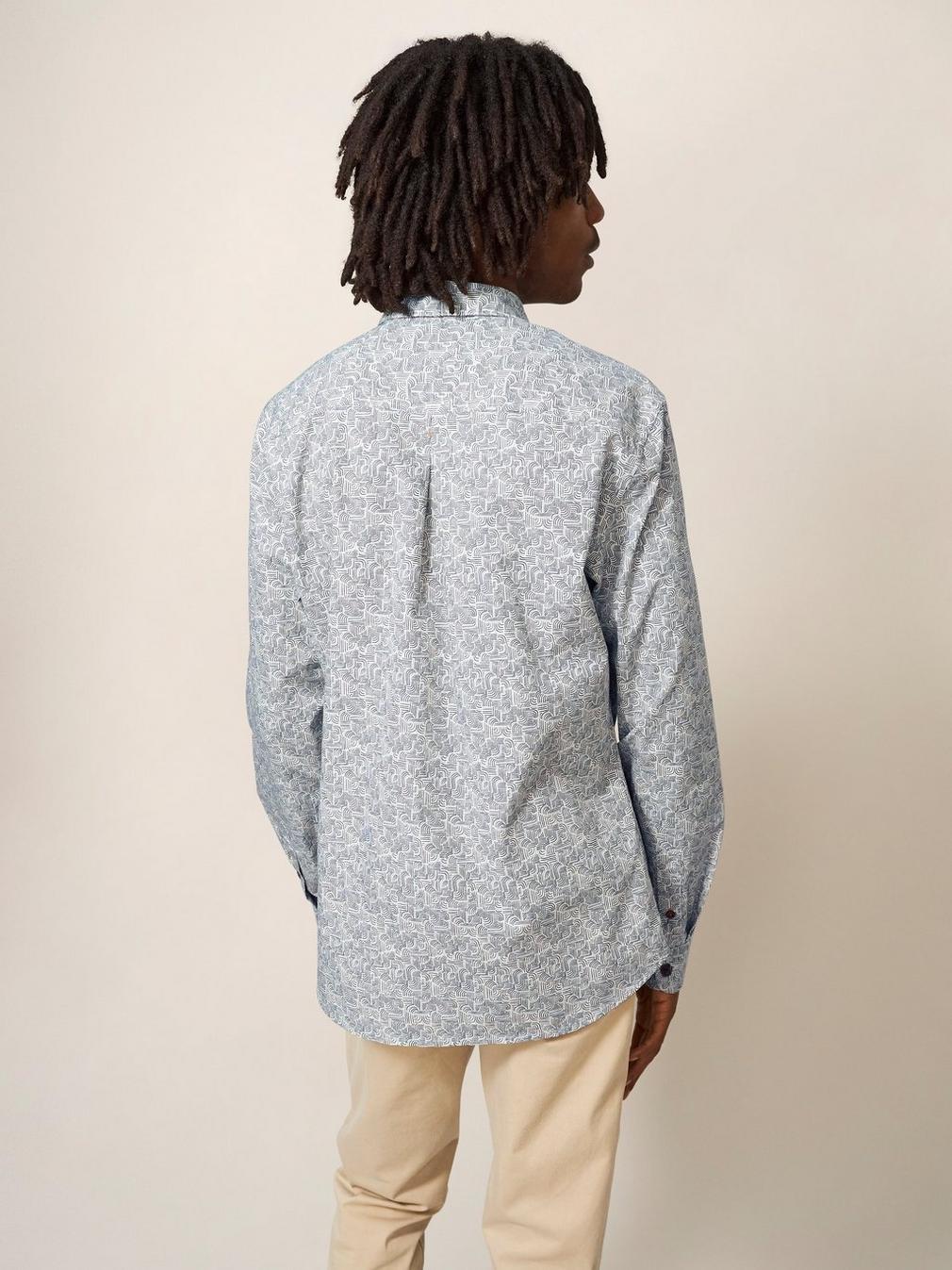 Welch Line Printed Shirt in DARK GREY - MODEL BACK