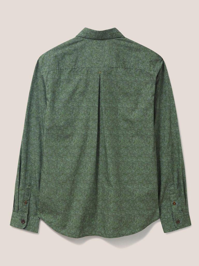 Welch Line Printed Shirt in DK GREEN - FLAT BACK