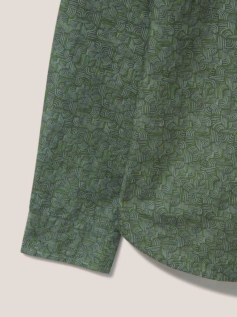 Welch Line Printed Shirt in DK GREEN - FLAT DETAIL