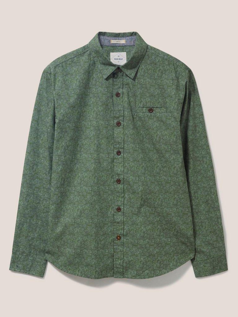 Welch Line Printed Shirt in DK GREEN - FLAT FRONT