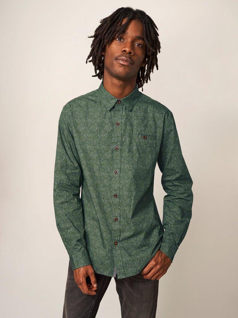 Welch Line Printed Shirt in DK GREEN - LIFESTYLE