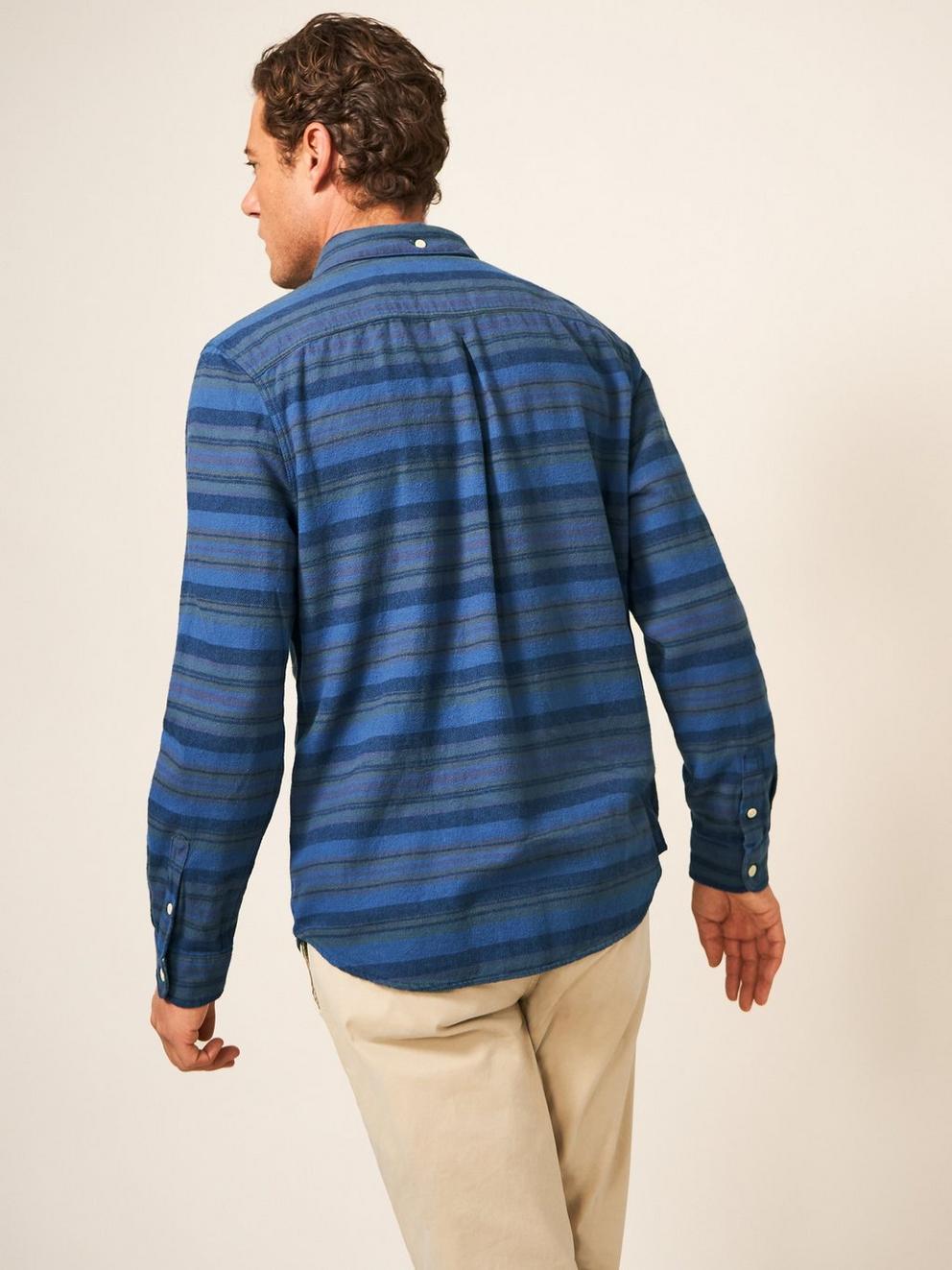 Wilne Stripe Shirt in DARK NAVY - MODEL BACK
