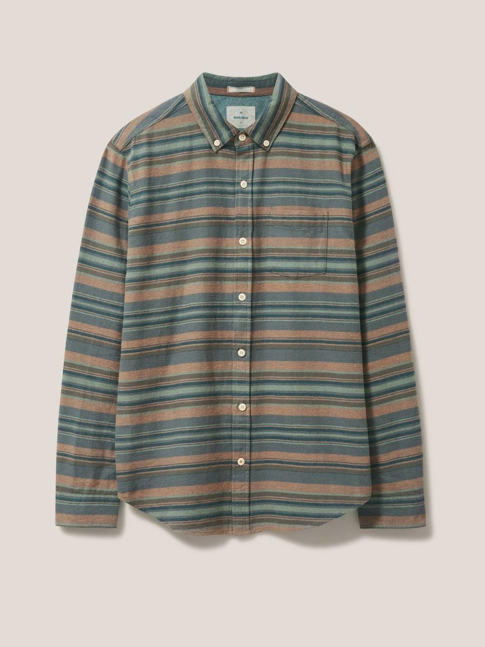 Wilne Stripe Shirt in KHAKI GRN - FLAT FRONT