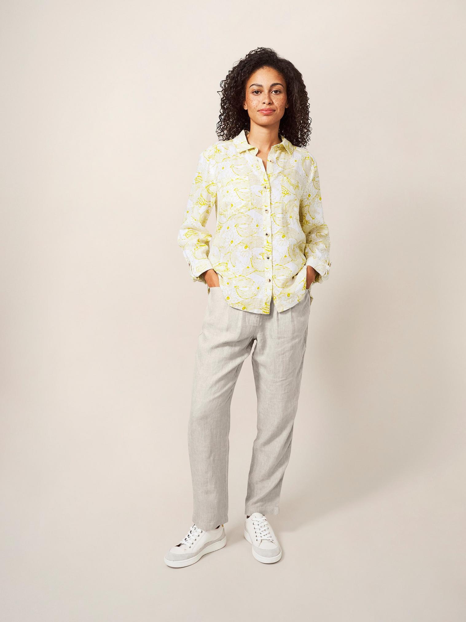 Layla Linen Shirt in WHITE MLT - LIFESTYLE