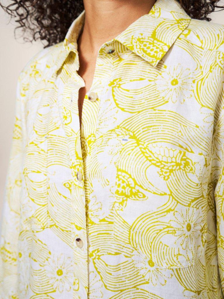 Layla Linen Shirt in WHITE MLT - MODEL DETAIL