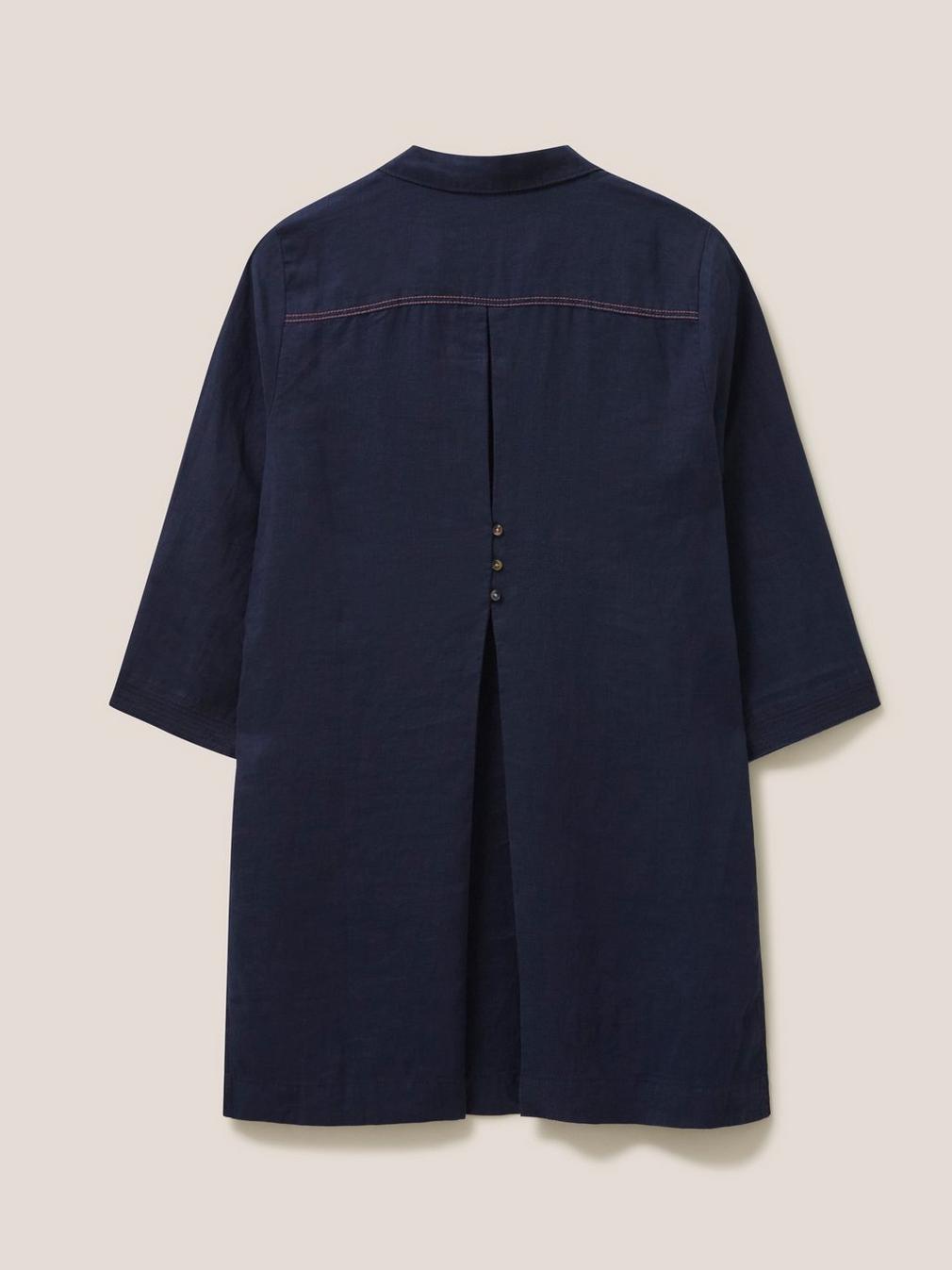 Blaire Tunic Linen in DARK NAVY - FLAT BACK