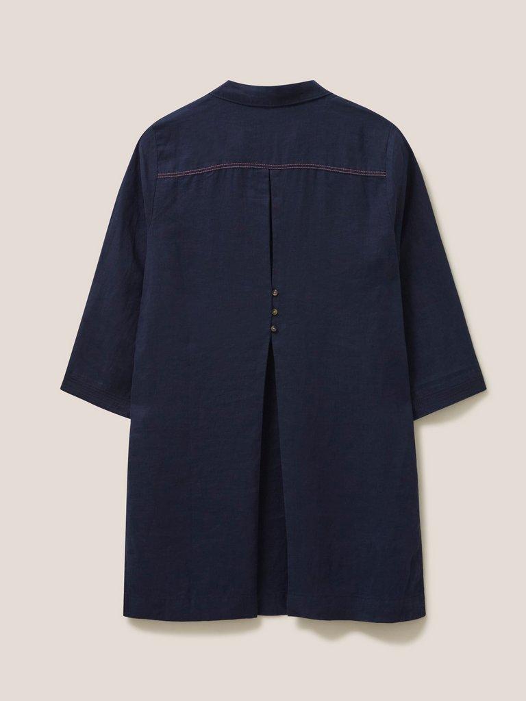 Dark Blue Linen Dress, Linen Tunic Dress - Linenbee