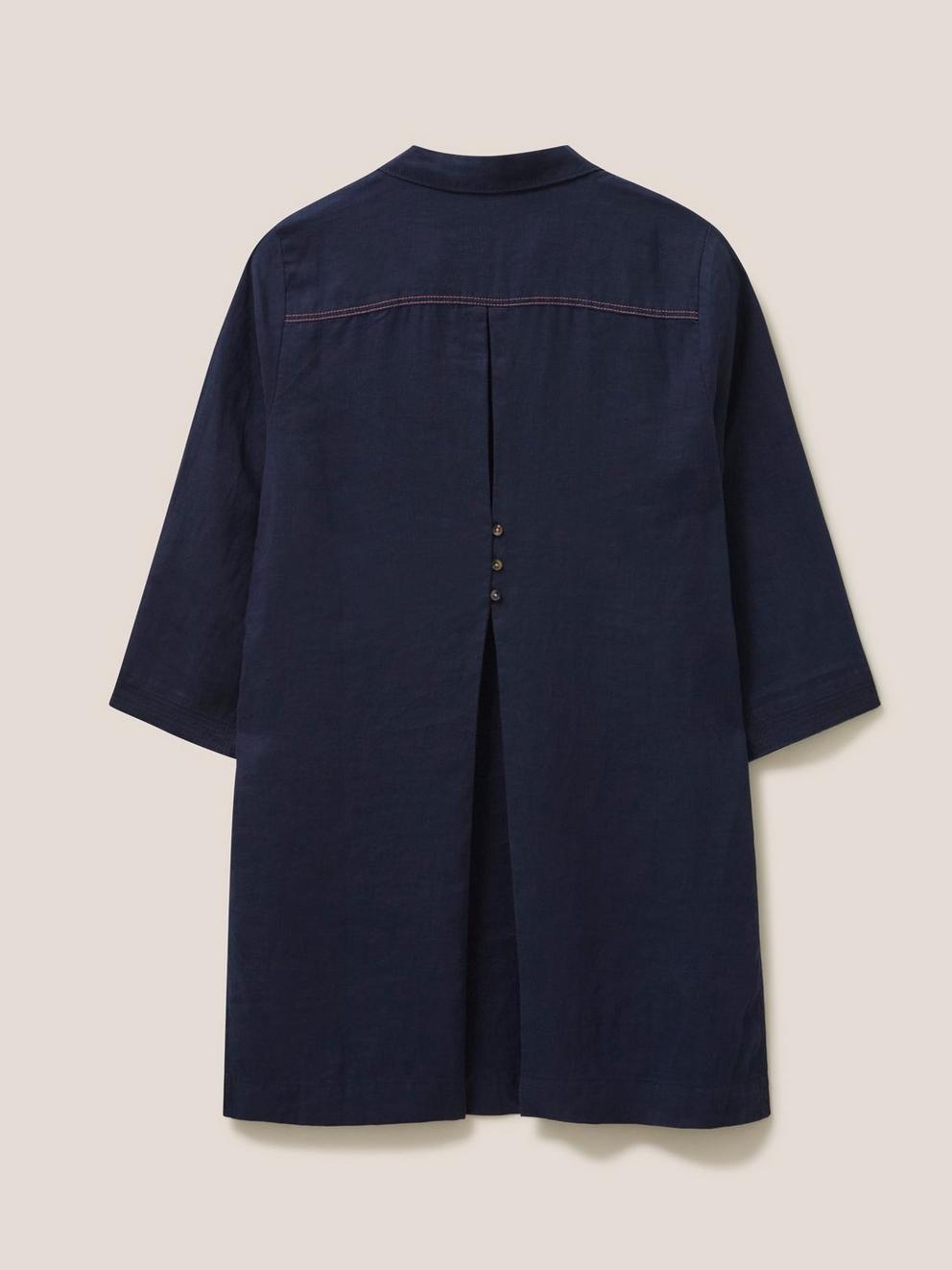 Blaire Tunic Linen in DARK NAVY - FLAT BACK