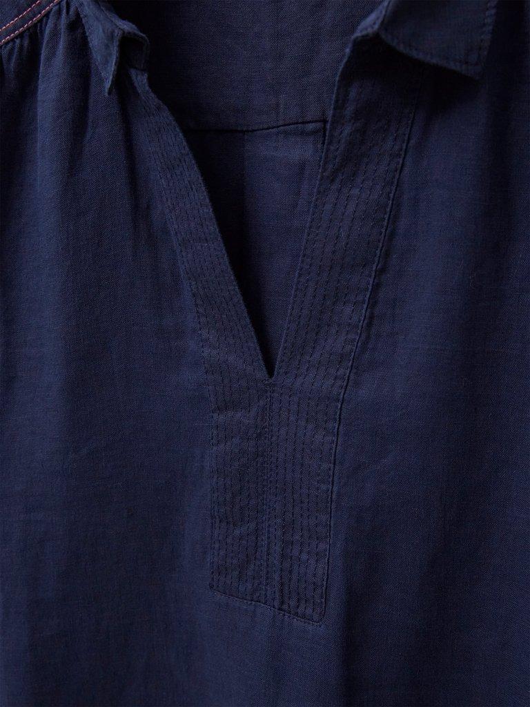 Blaire Tunic Linen in DARK NAVY - FLAT DETAIL