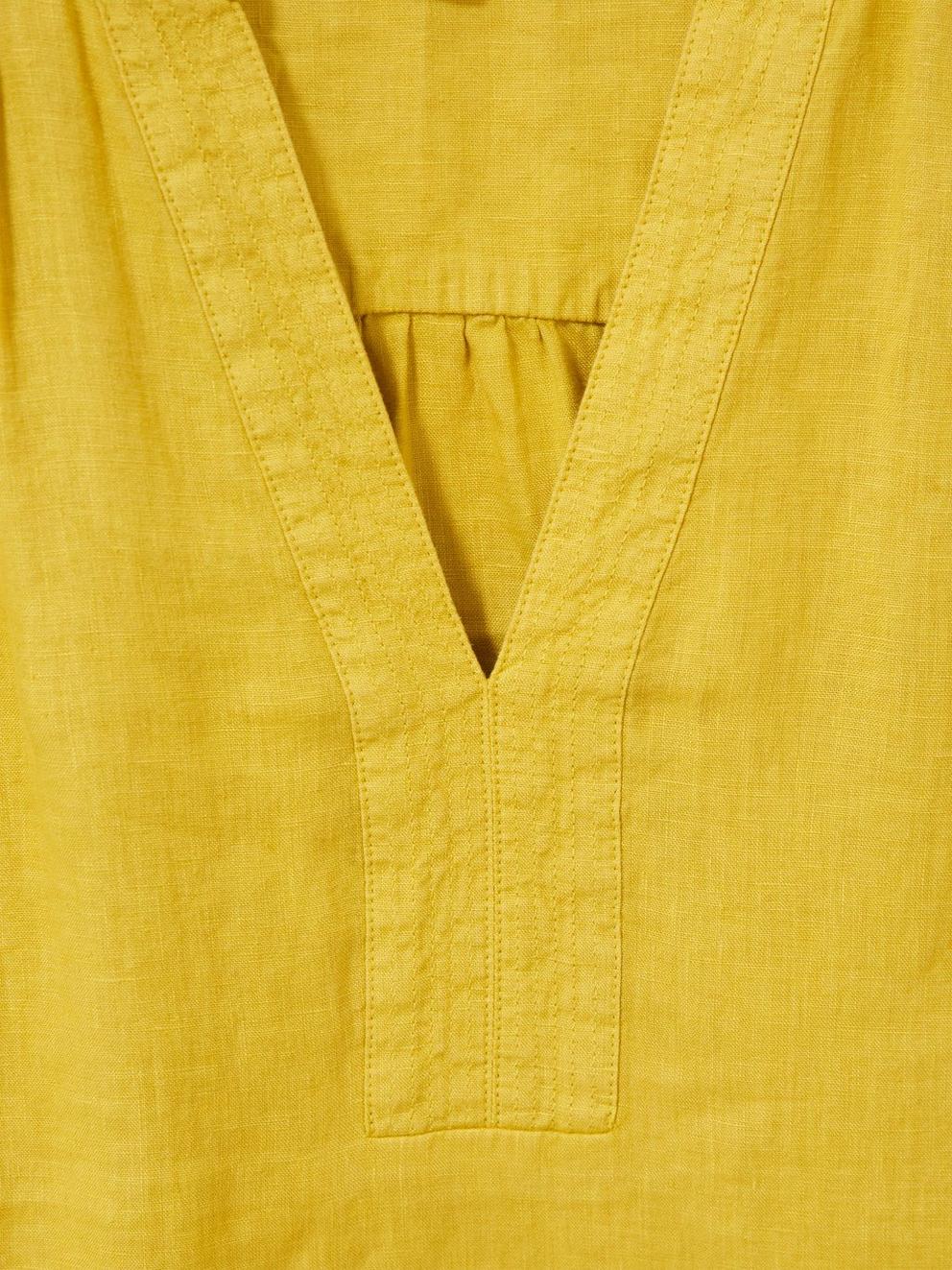 June Linen Top in MID CHART - FLAT DETAIL