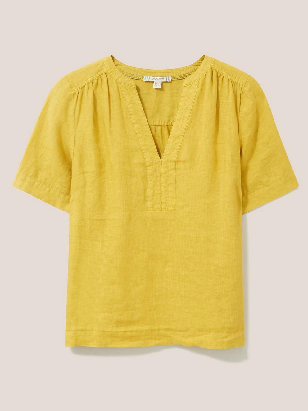 June Linen Top in MID CHART - FLAT FRONT