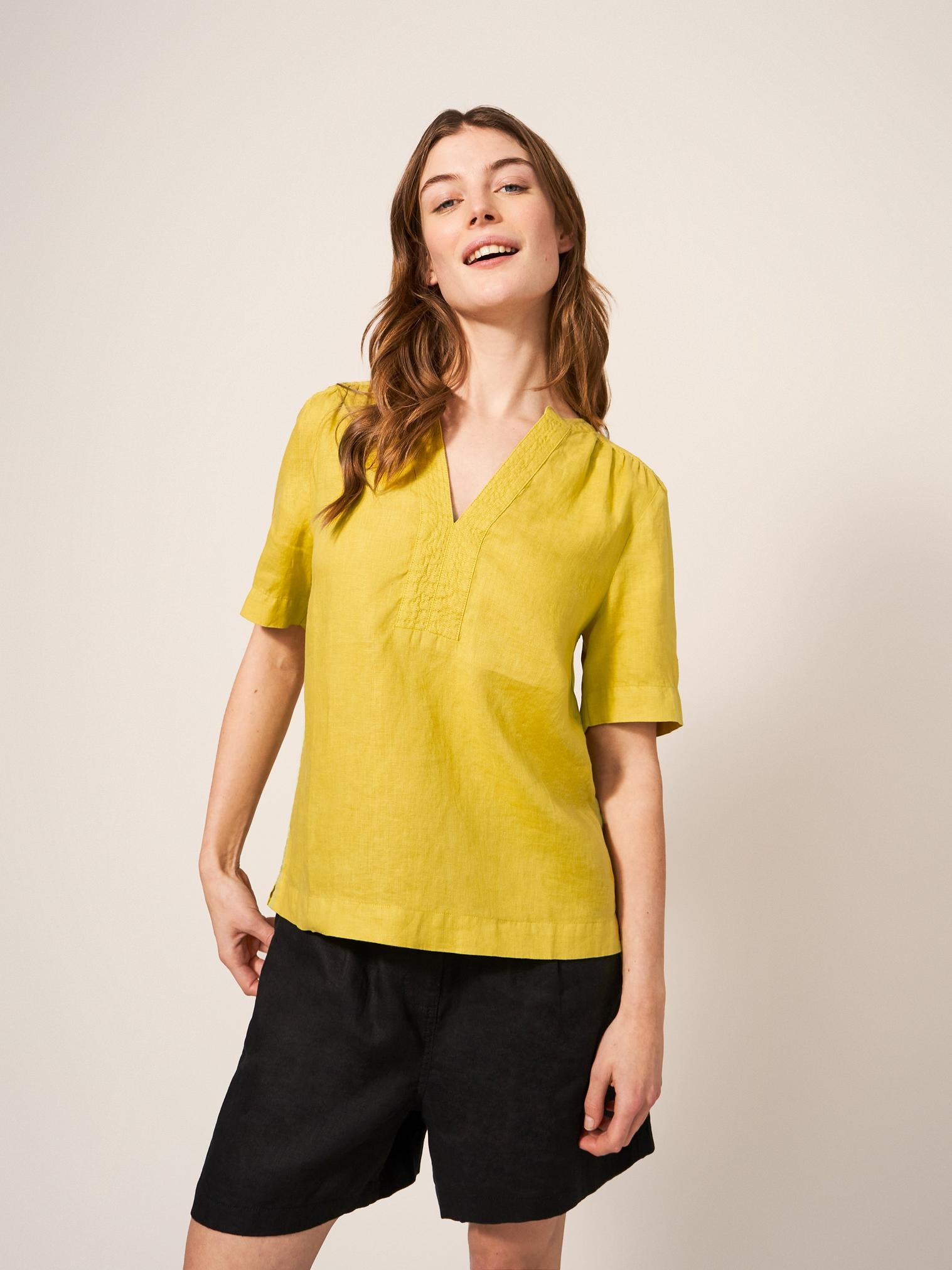 June Linen Top in MID CHART - LIFESTYLE