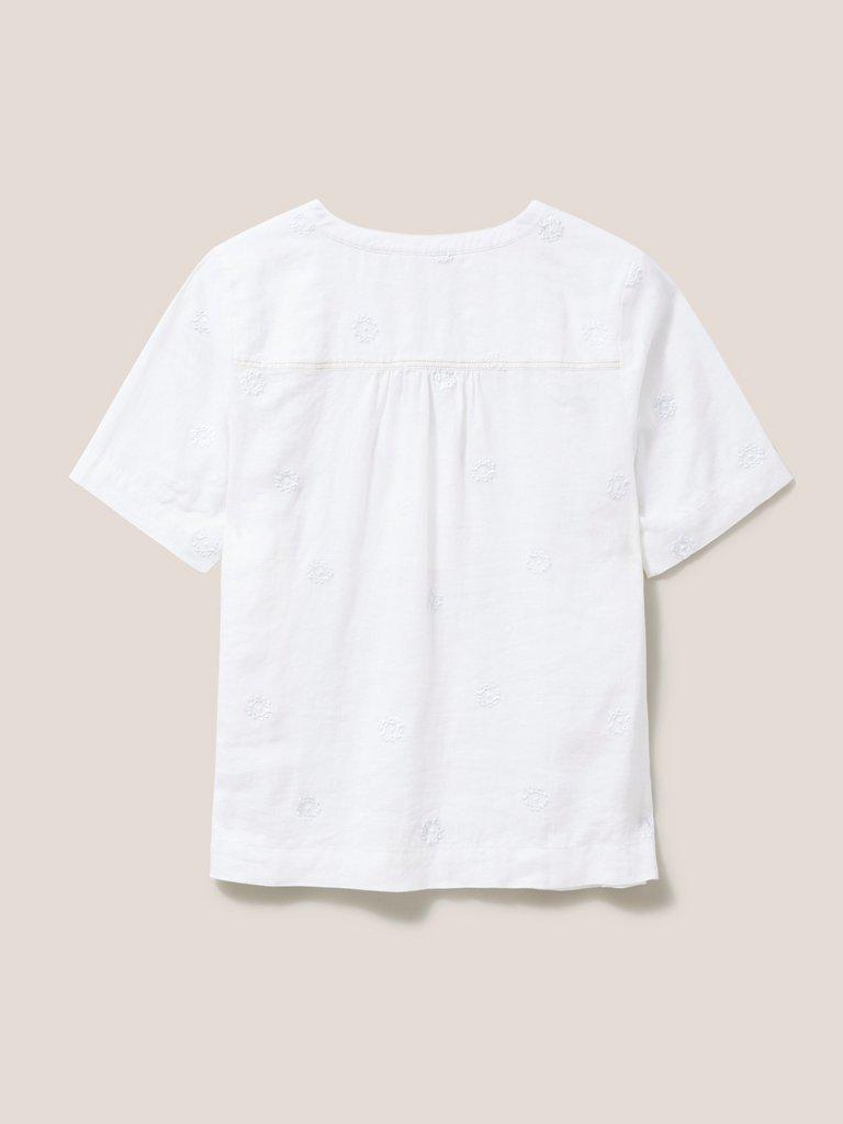 June Linen Top in WHITE MLT - FLAT BACK