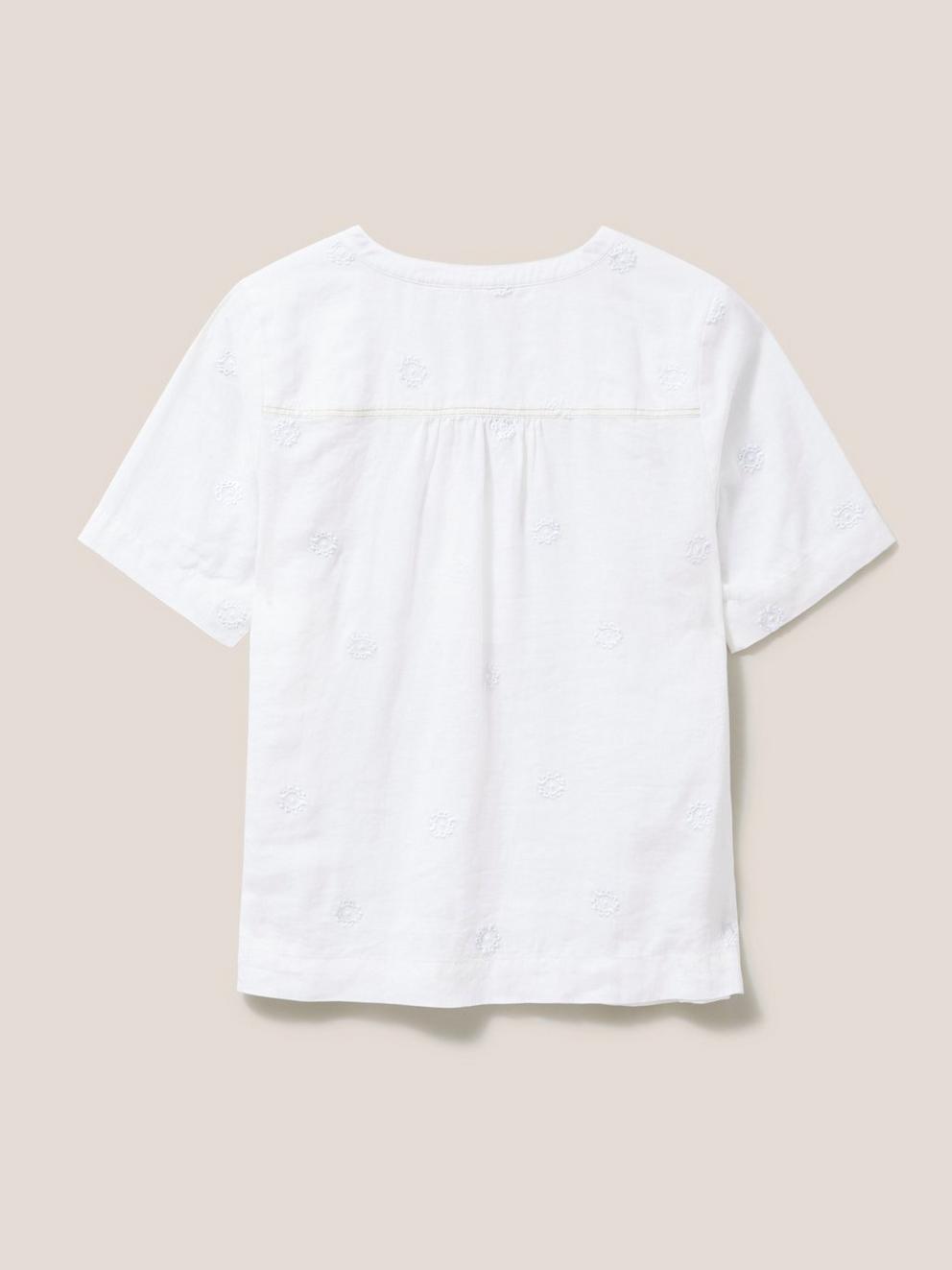 June Linen Top in WHITE MLT - FLAT BACK