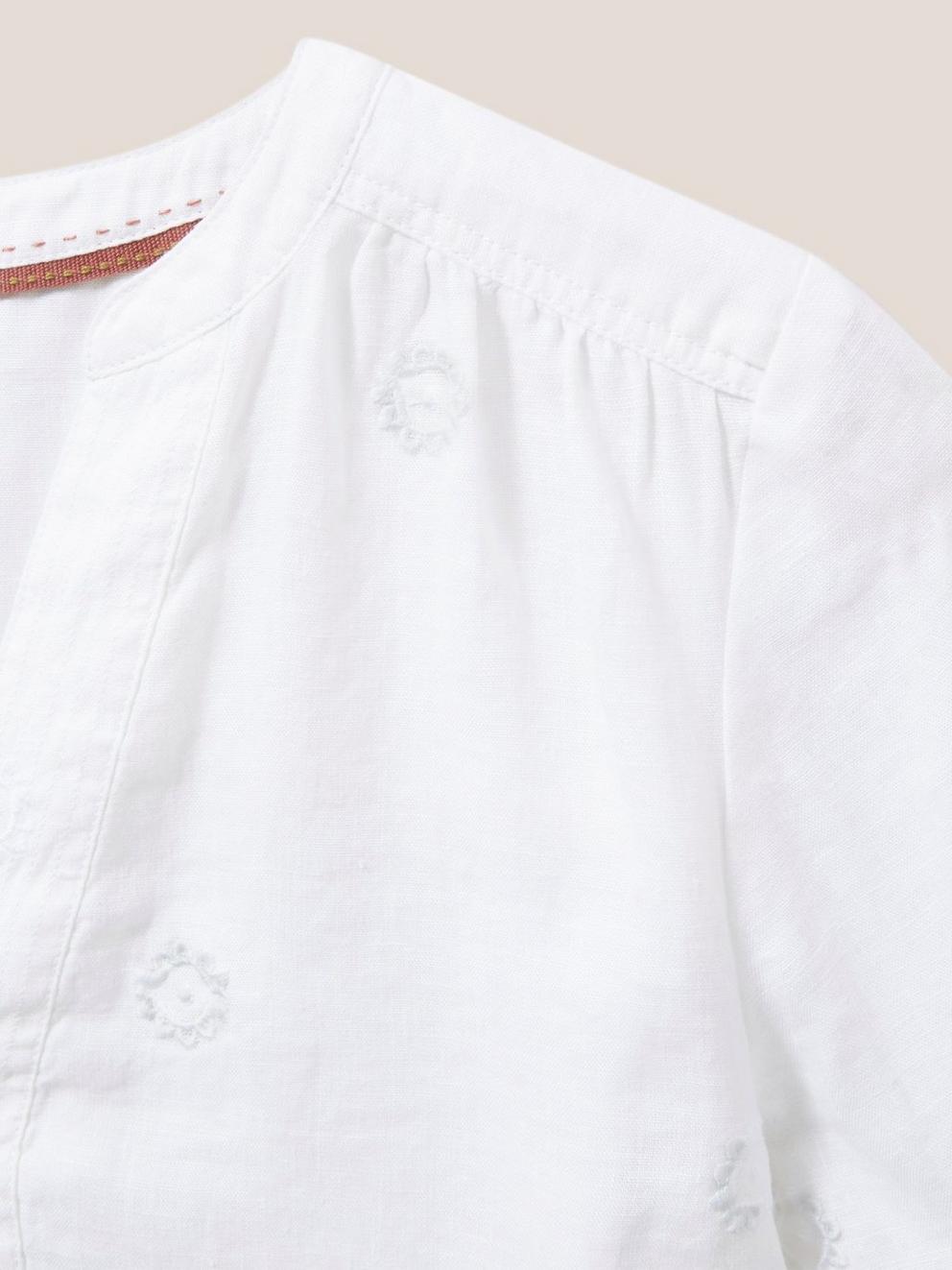 June Linen Top in WHITE MLT - FLAT DETAIL
