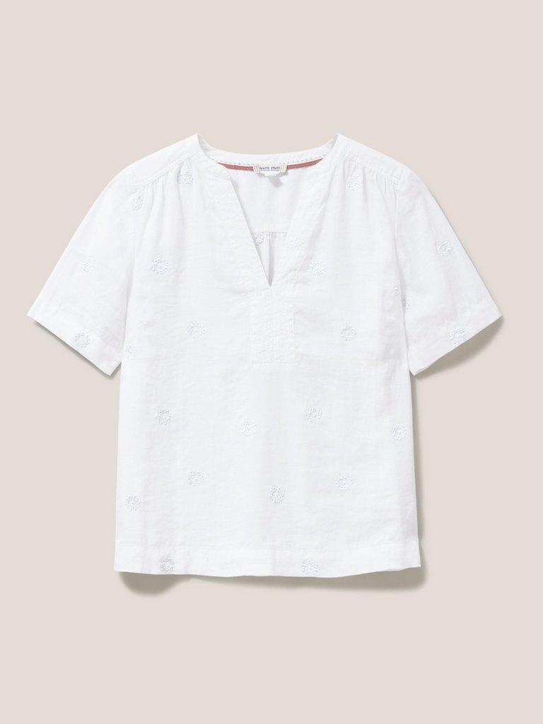 June Linen Top in WHITE MLT - FLAT FRONT