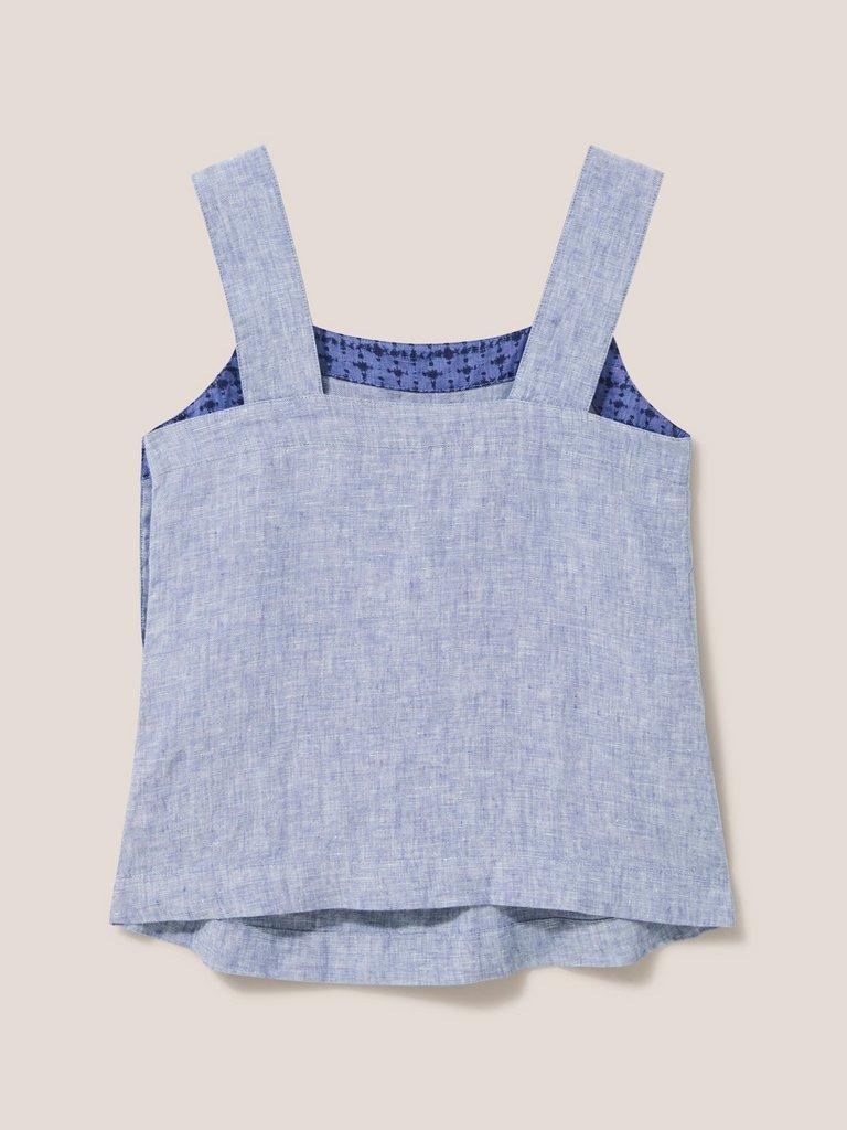 Hazel Linen Vest in CHAMB BLUE - FLAT BACK