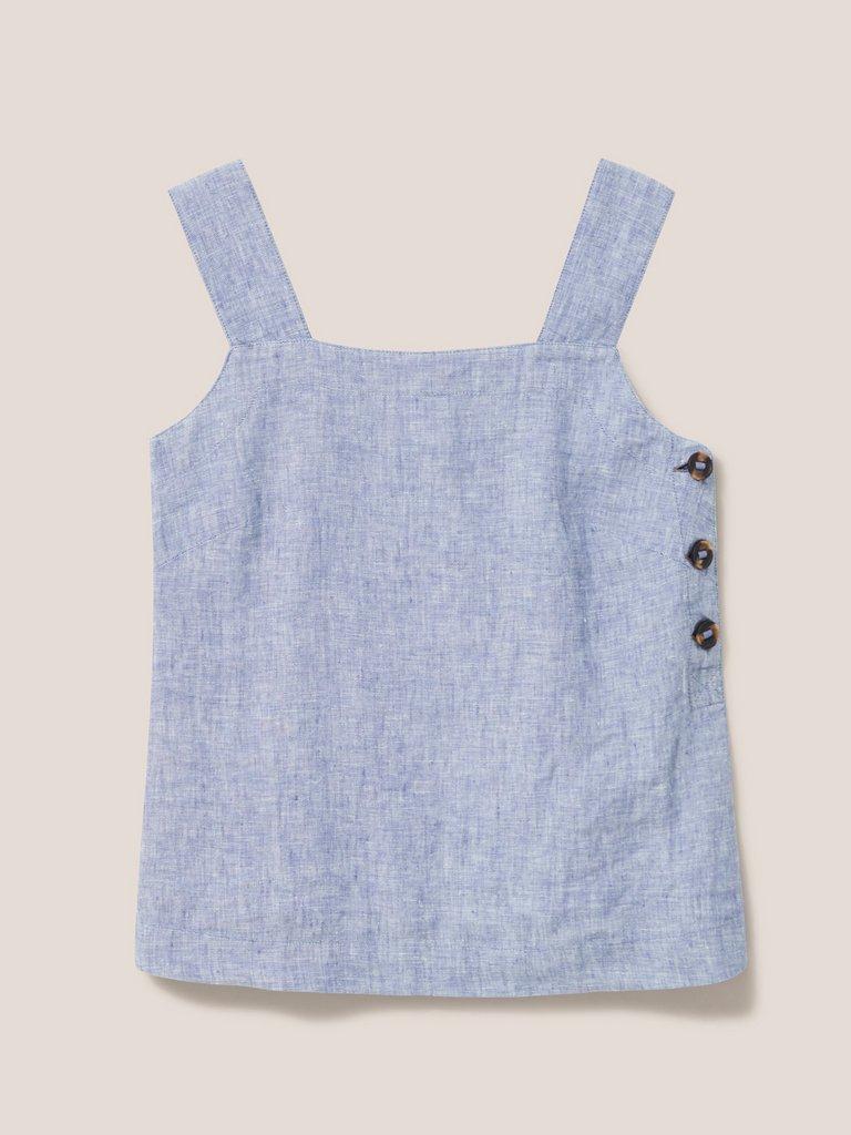 Hazel Linen Vest in CHAMB BLUE - FLAT FRONT