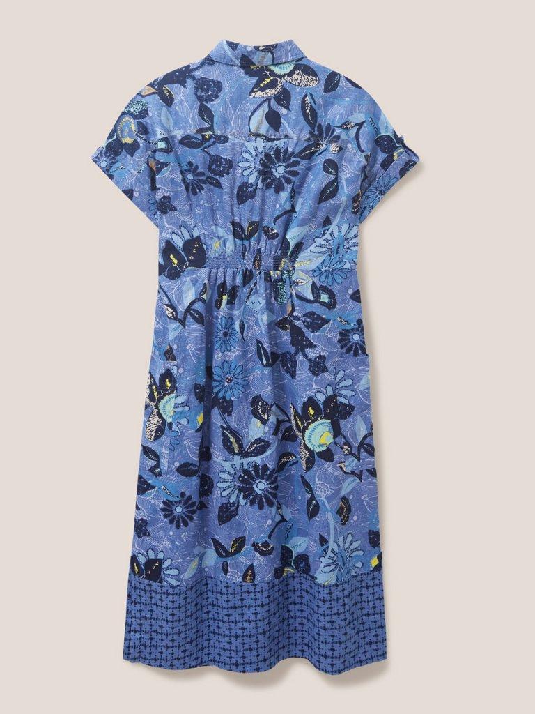 Reno Linen Shirt Dress in BLUE PR - FLAT BACK