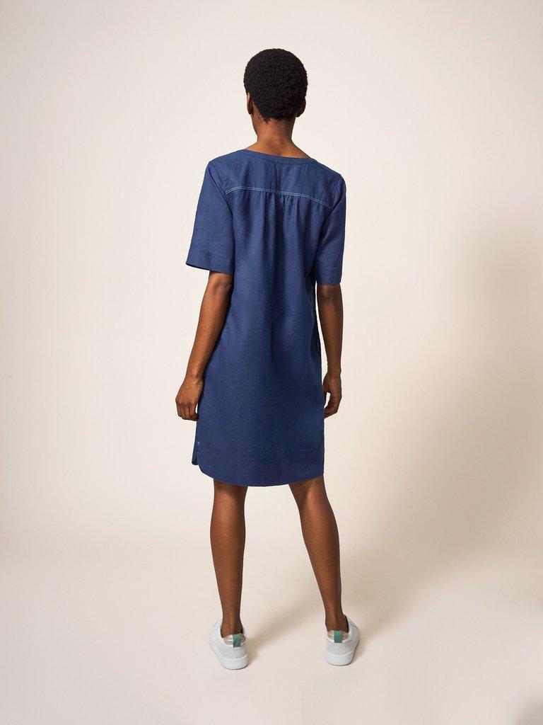 June Linen Shift Dress in DARK NAVY