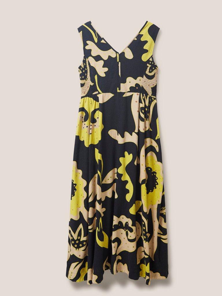 Gigi Linen Maxi Dress in BLK MLT - FLAT BACK