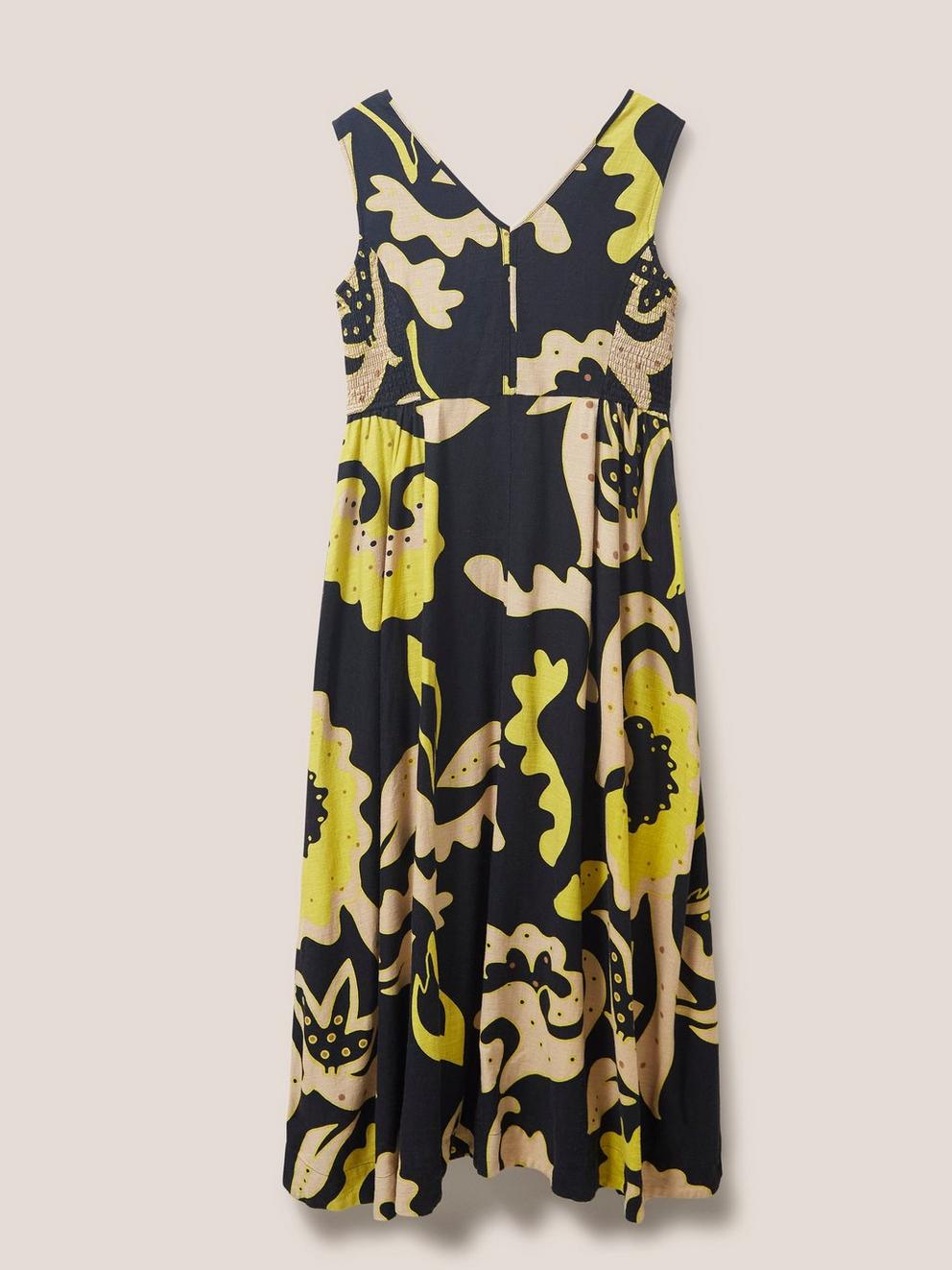 Gigi Linen Maxi Dress in BLK MLT - FLAT BACK