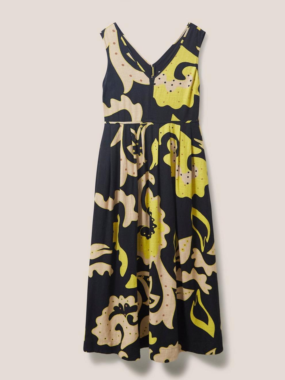 Gigi Linen Maxi Dress in BLK MLT - FLAT FRONT