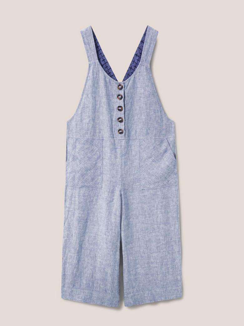 Pockets For Women - White Stuff Viola Crop Linen Dungaree In Black