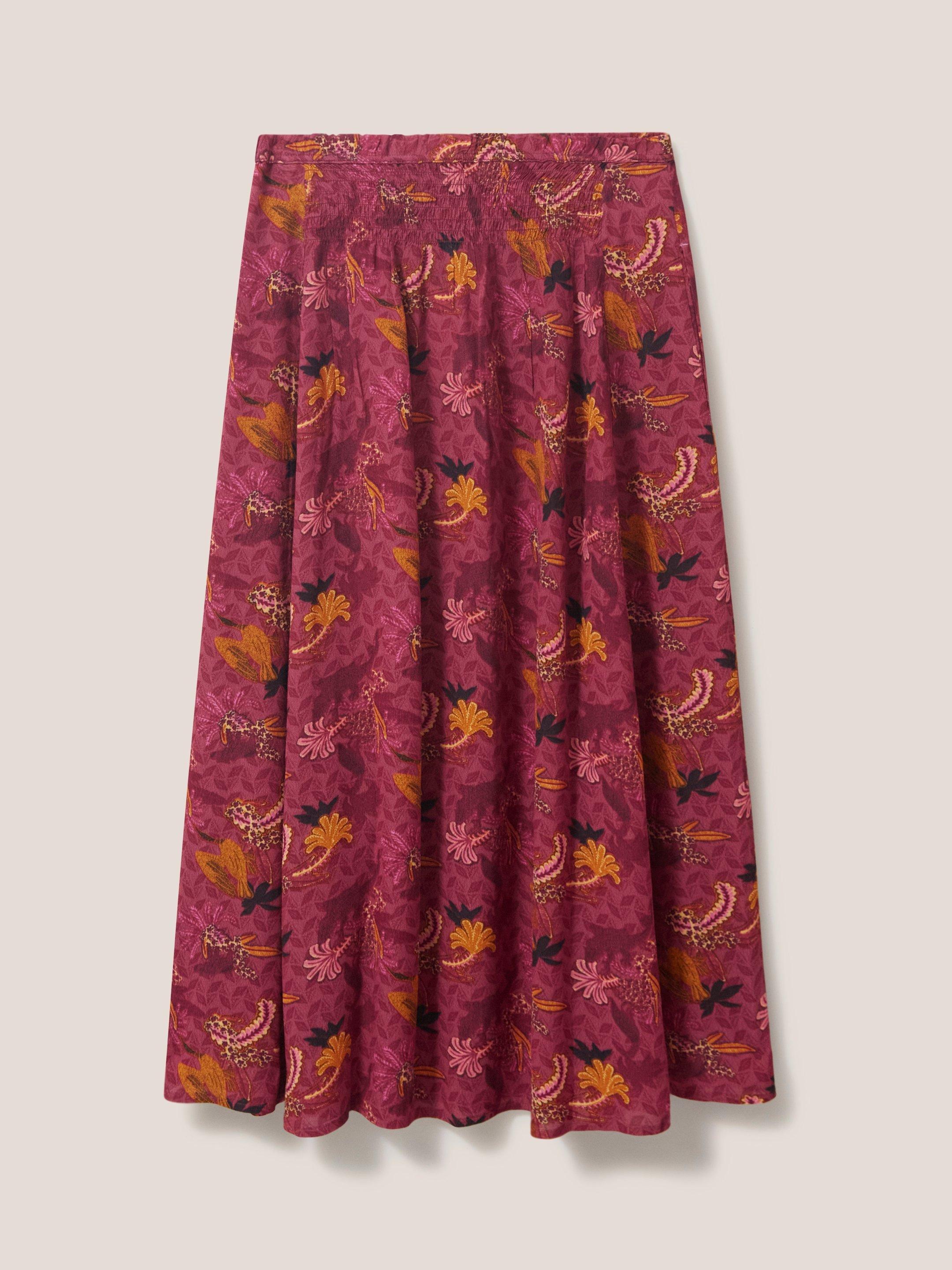 Aubree Midi Skirt in PLUM MLT - FLAT BACK