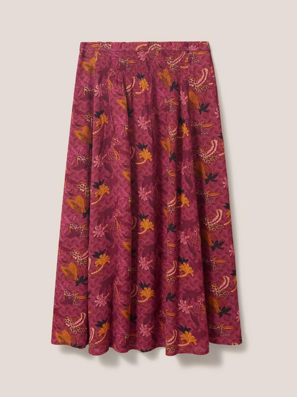 Aubree Midi Skirt in PLUM MLT - FLAT BACK