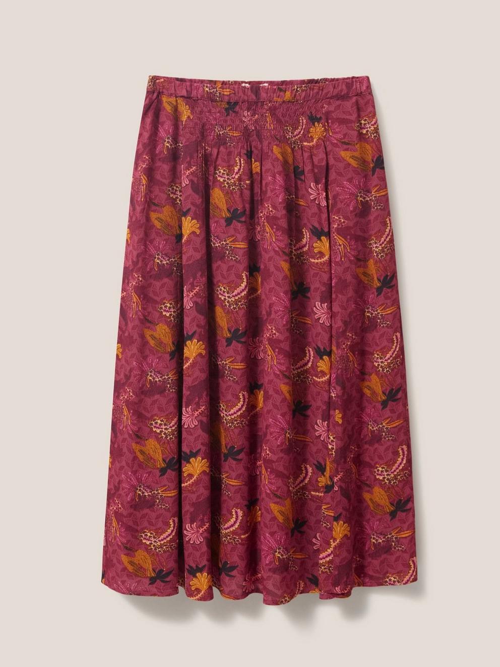 Aubree Midi Skirt in PLUM MLT - FLAT FRONT