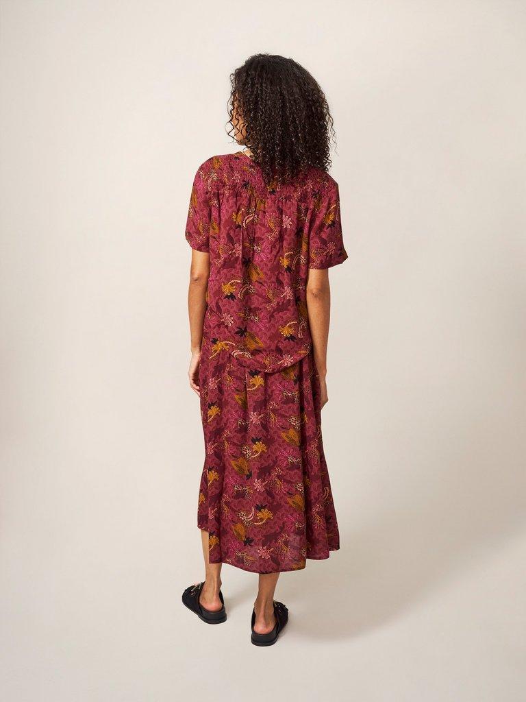 Aubree Midi Skirt in PLUM MLT - MODEL BACK