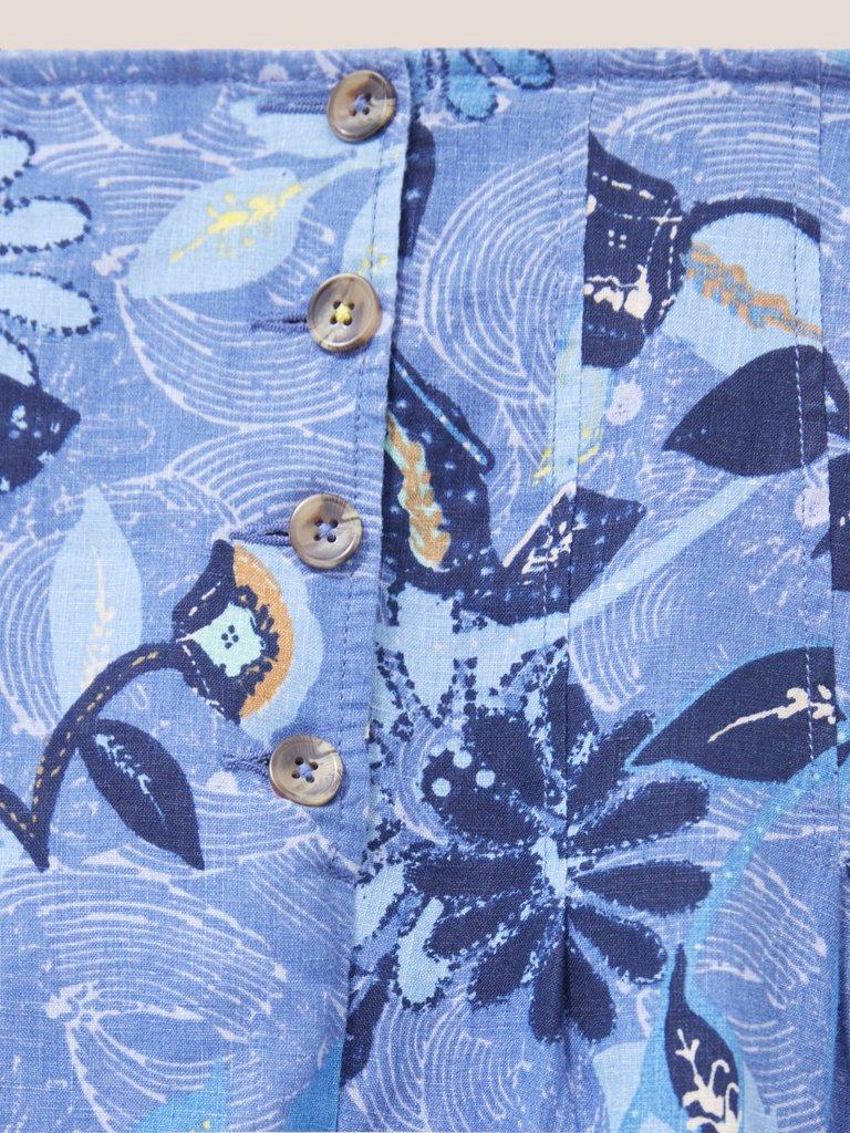 Ciara Linen Skirt in BLUE MLT - FLAT DETAIL