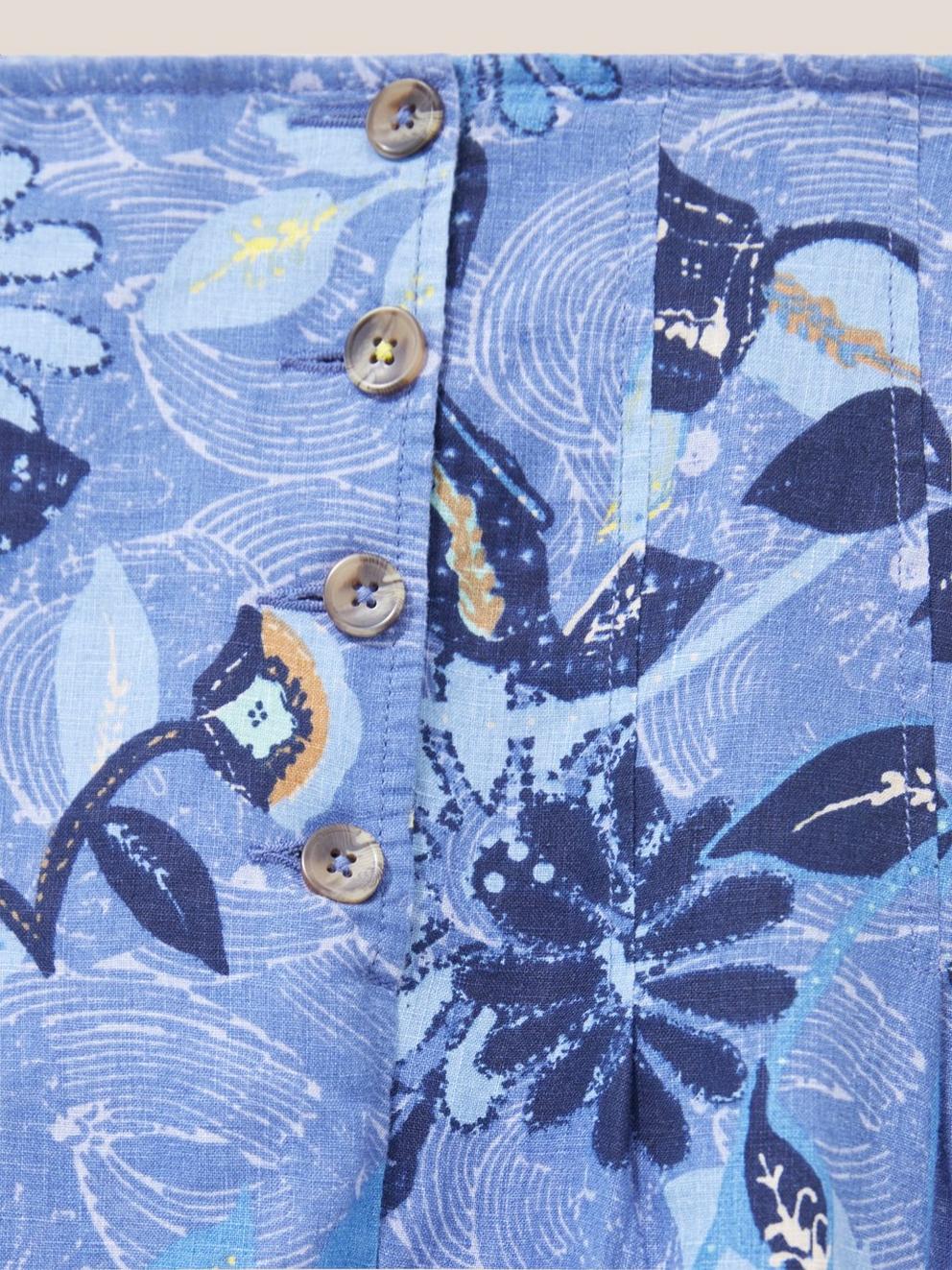Ciara Linen Skirt in BLUE MLT - FLAT DETAIL