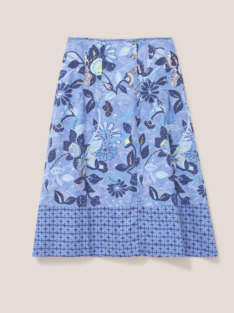 Ciara Linen Skirt in BLUE MLT - FLAT FRONT