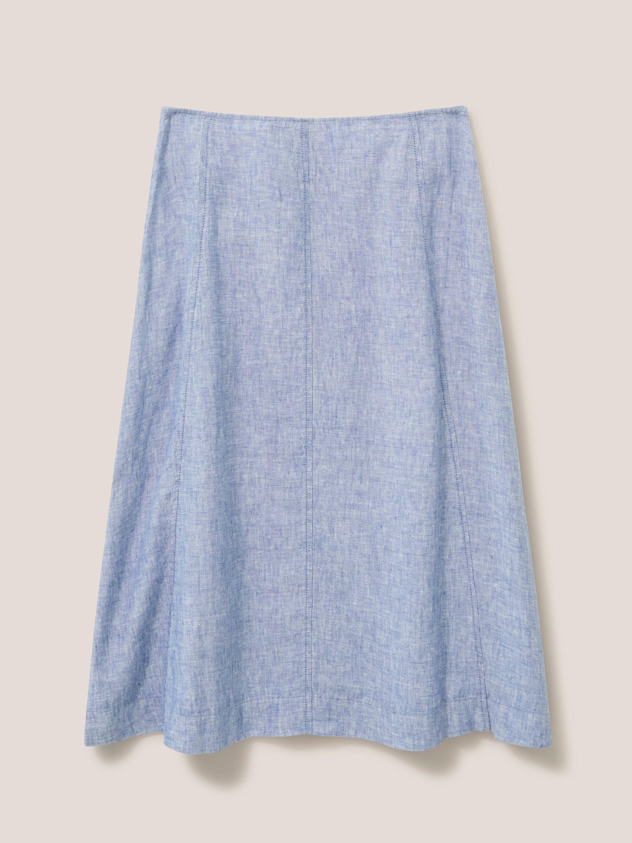 Ciara Linen Skirt in CHAMB BLUE - FLAT BACK