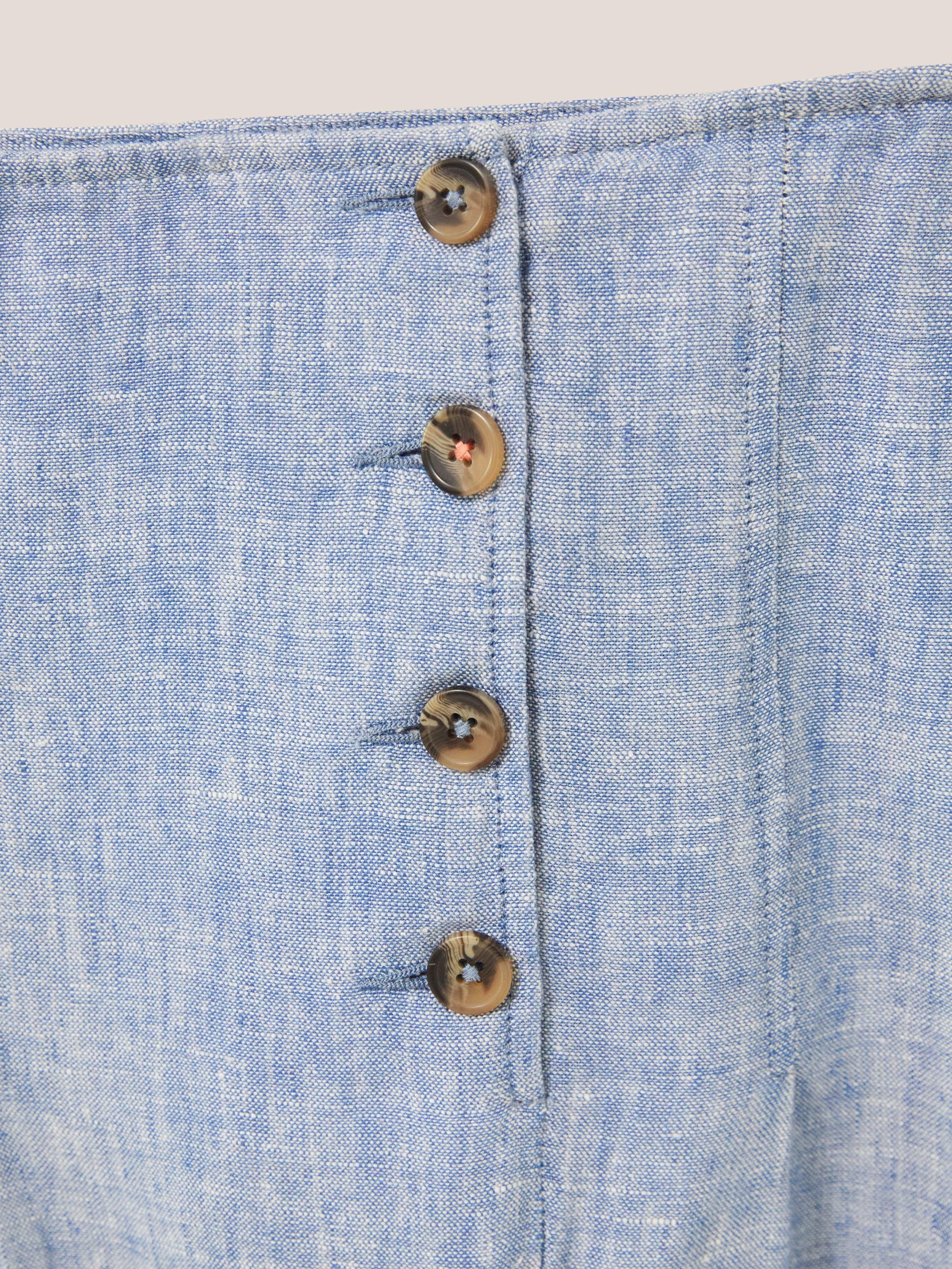Ciara Linen Skirt in CHAMB BLUE - FLAT DETAIL