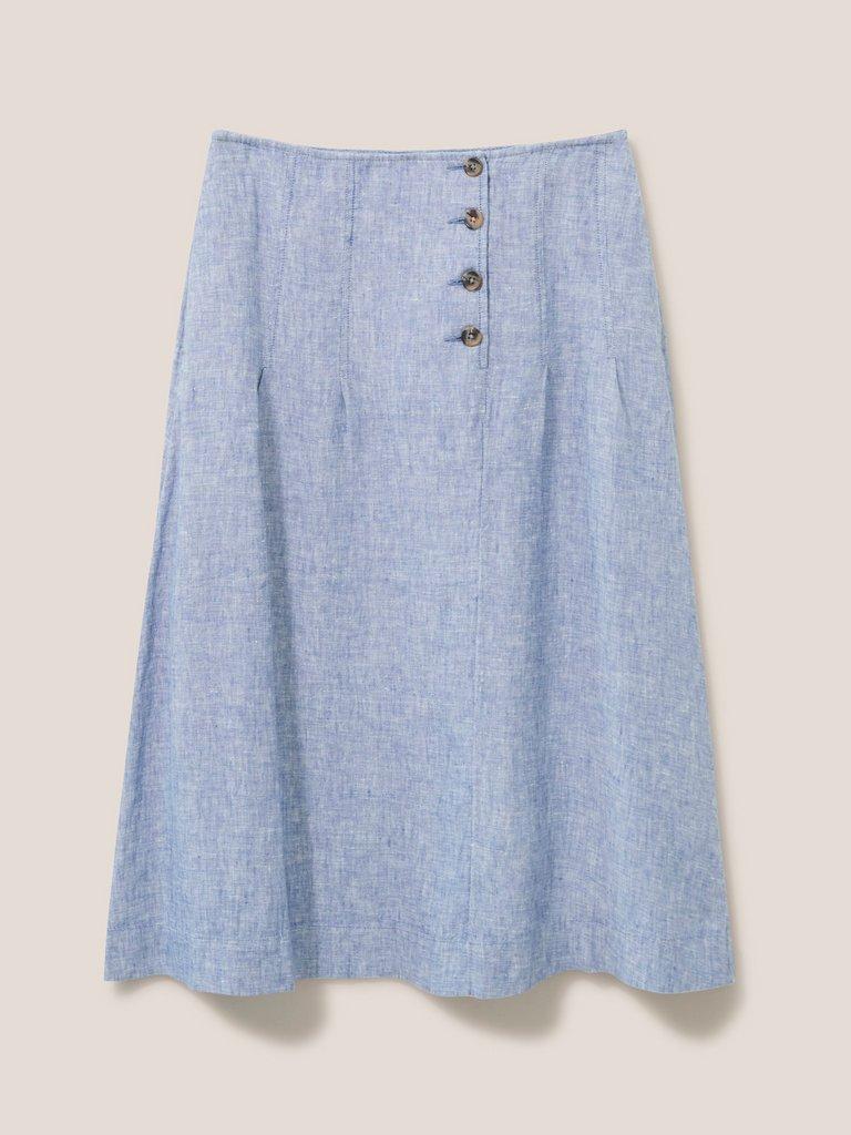 Ciara Linen Skirt in CHAMB BLUE - FLAT FRONT