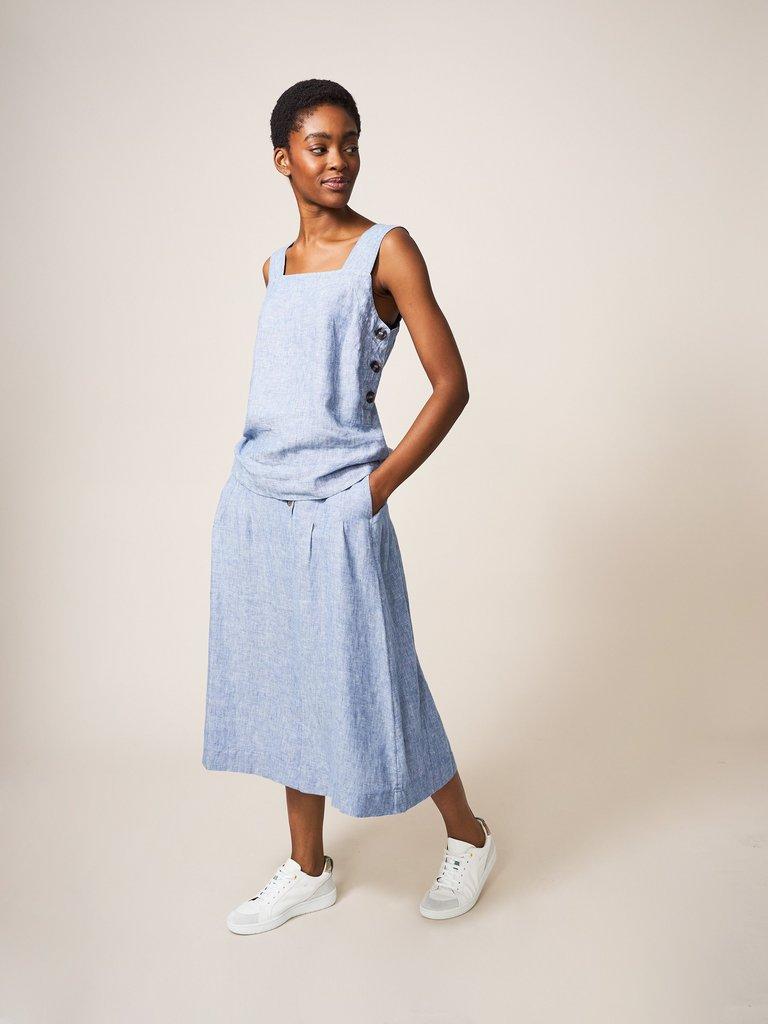 Ciara Linen Skirt in CHAMB BLUE - LIFESTYLE