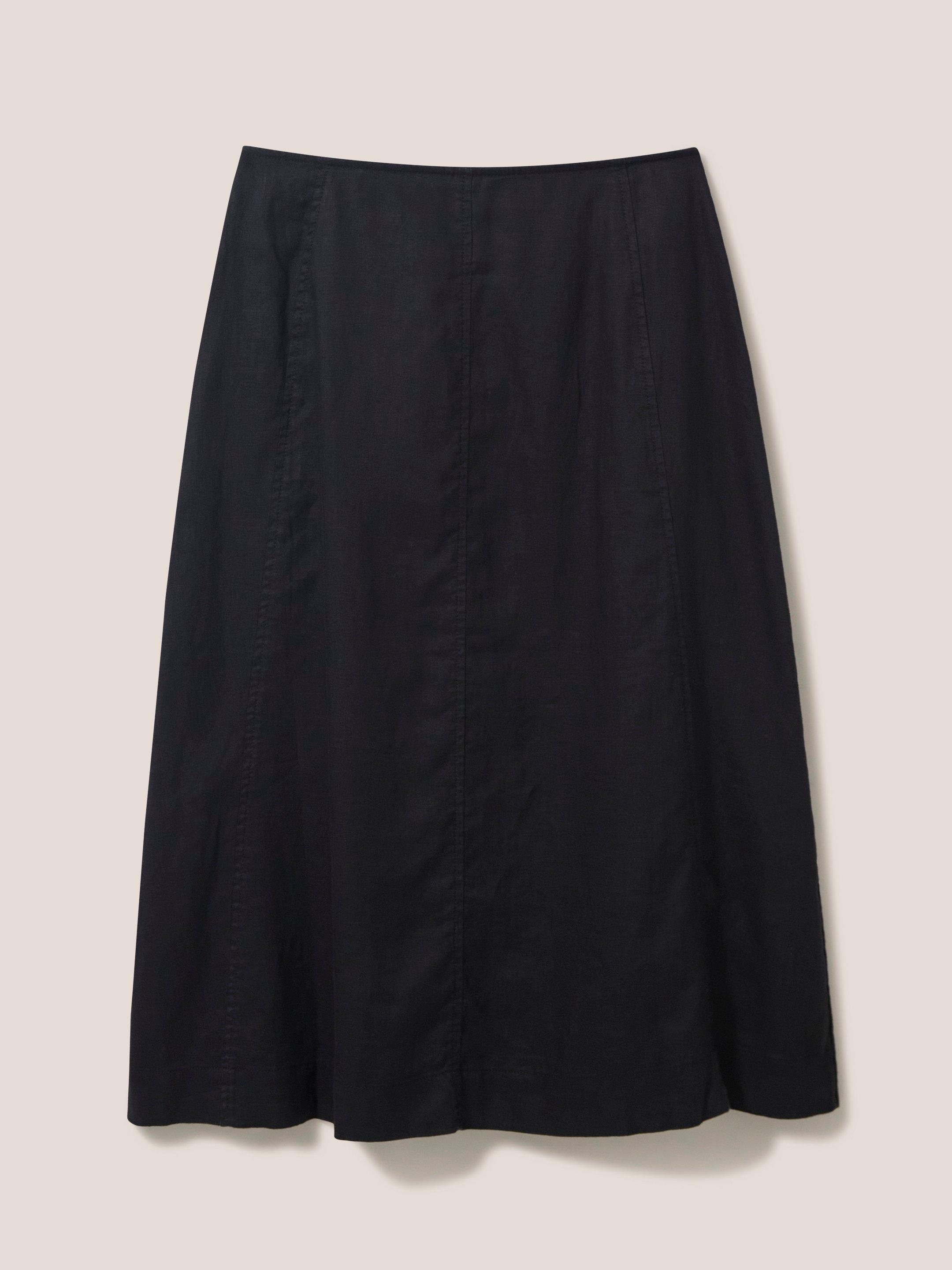 Ciara Linen Skirt in WASHED BLK - FLAT BACK