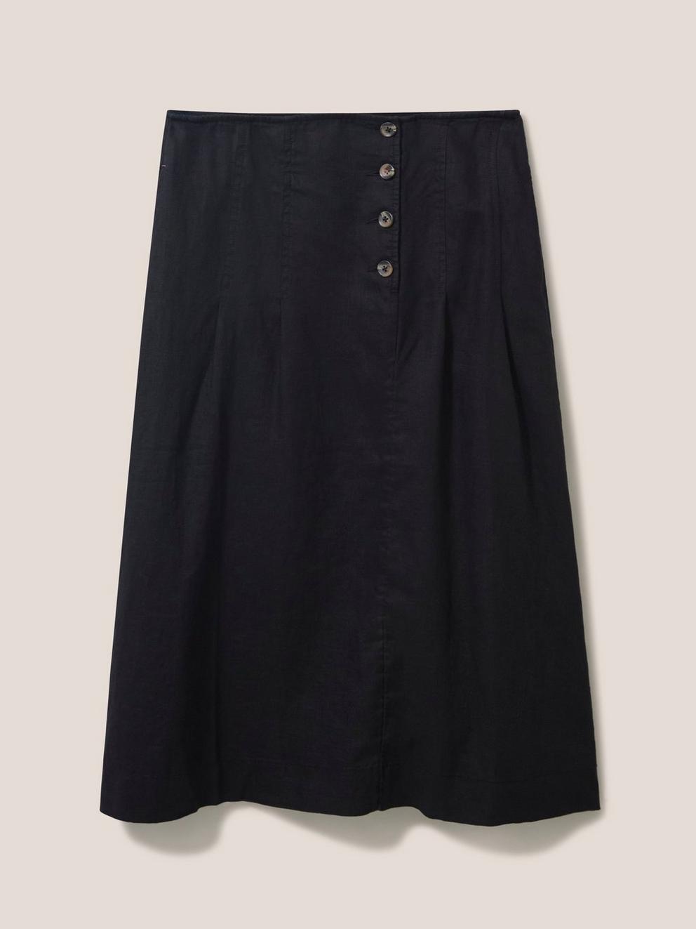 Ciara Linen Skirt in WASHED BLK - FLAT FRONT