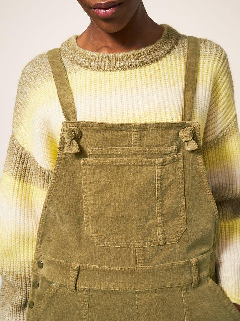 Ella Cord Dungaree in KHAKI GREEN