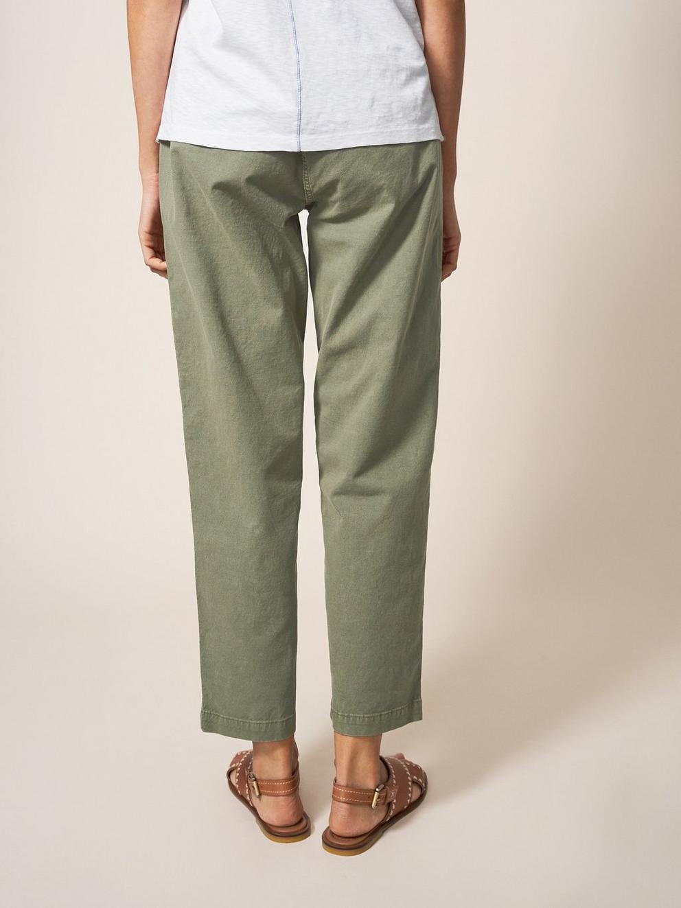 Tessa Chino in MID GREEN - MODEL BACK