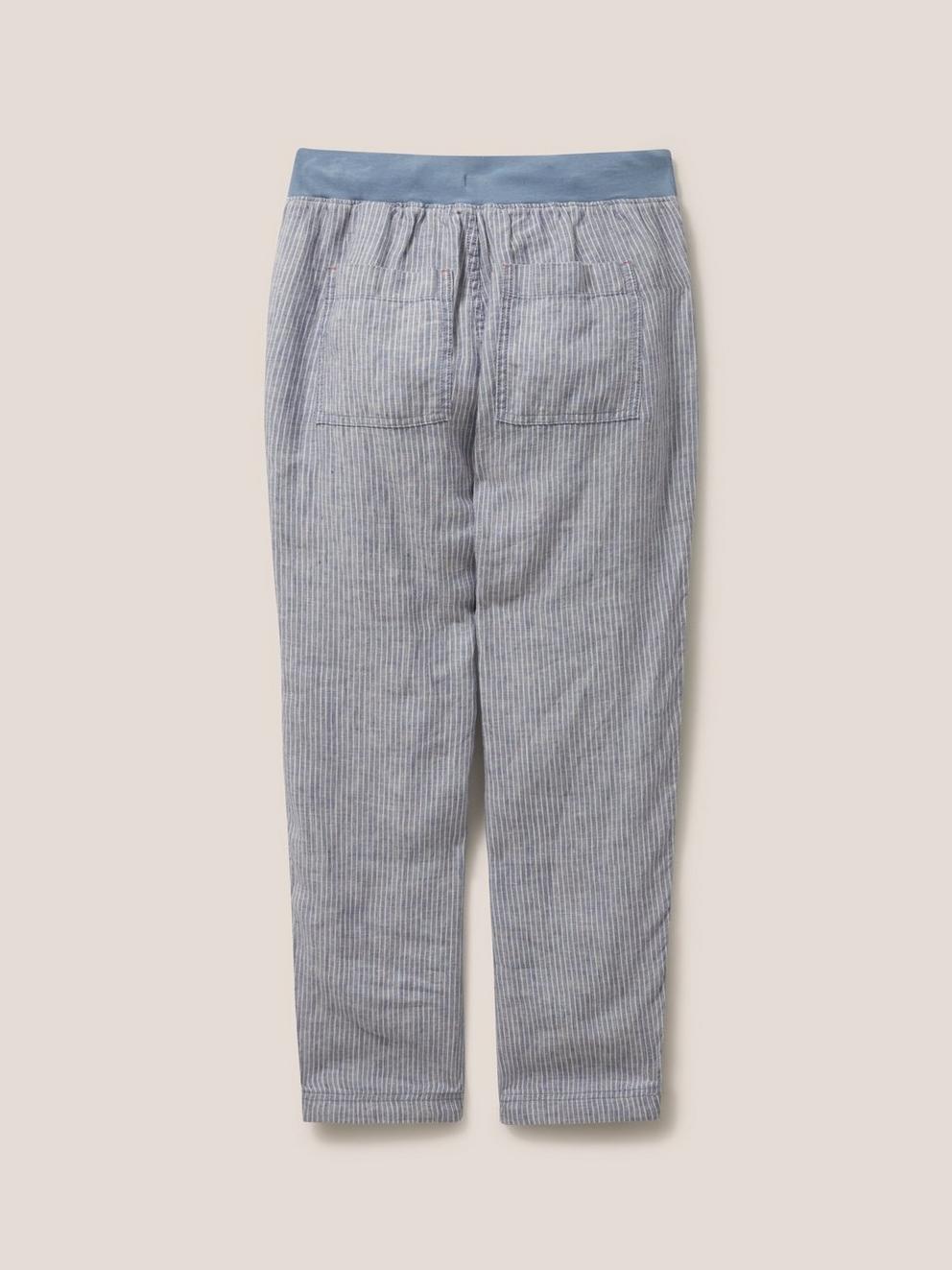 Effie Linen Trouser in BLUE MLT - FLAT BACK