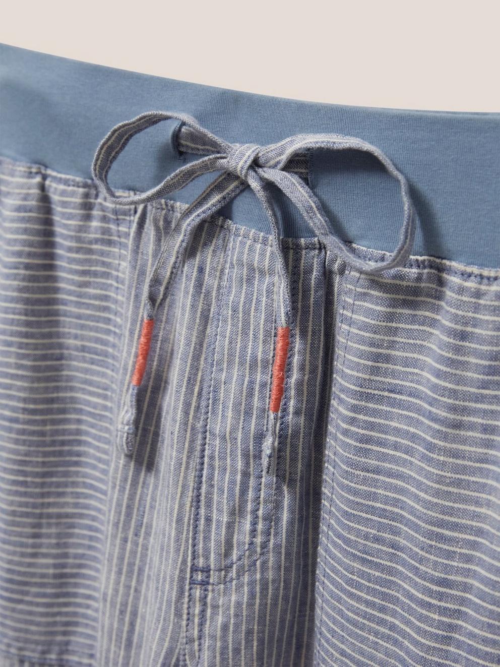 Effie Linen Trouser in BLUE MLT - FLAT DETAIL
