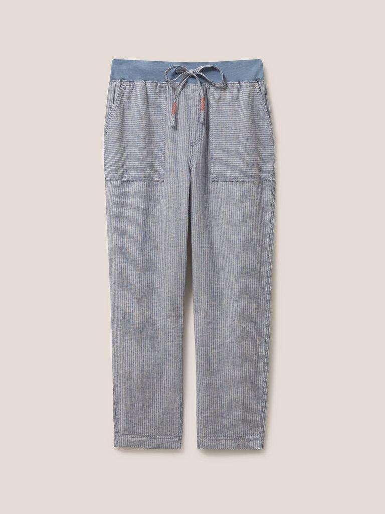 Effie Linen Trouser in BLUE MLT - FLAT FRONT