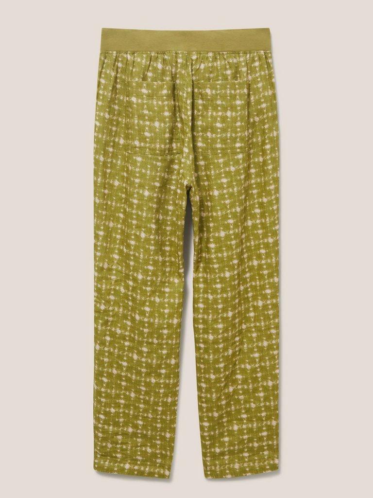 Effie Linen Trouser in GREEN PR - FLAT BACK